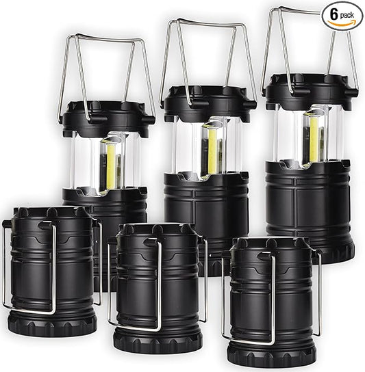 KPKJOO Lantern Collapsible Camping Light, Battery Operated Lanterns LED Super Bright for Power Outages Indoor Emergency Outdoor Camping Hiking Kit (6, COB)