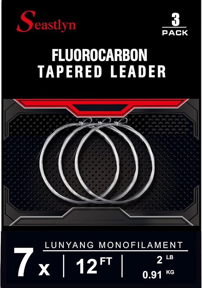 3 Packs Pre-Tied Loop Fly Fishing Tapered Leader Fluorocarbon 7.5FT 9FT 12FT 0X 1X 2X 3X 4X 5X 6X 7X 8LB-26LB