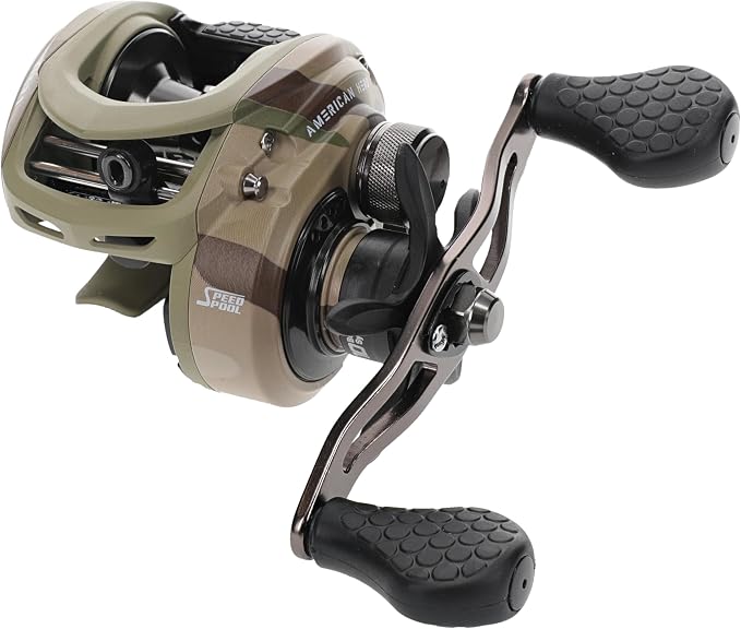 Lew's American Hero Tier 1 Baitcast Fishing Reel, 9+1 Stainless Steel Ball Bearings, 7.5:1 Gear Ratio, Multicam