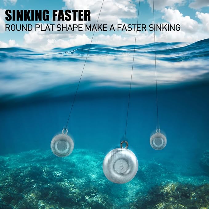 Dr.Fish Fishing Coin Sinkers Lead Fishing Weights Disc Weights No Roll Freshwater Saltwater River Bank Surf Fishing Catfishing