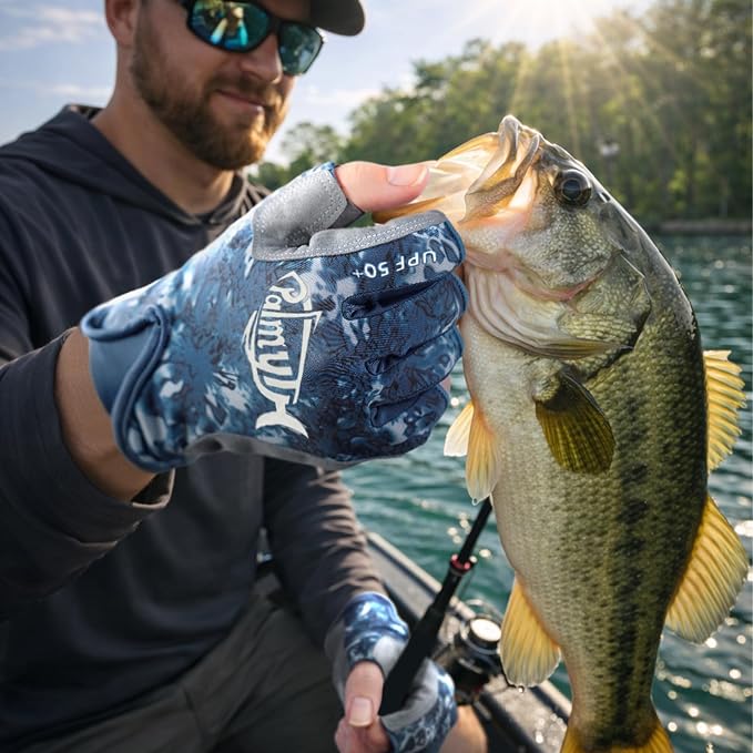 Palmyth UPF 50+ Fingerless Sun Fishing Gloves –UV Protection Lightweight Water Sports Gloves for Kayaking, Paddling & Canoeing