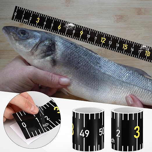 4 Pack Fishing Ruler for Boat 51 Self Adhesive Fishing Measuring Tape Fish Measuring Decals Waterproof Black Self Adhesive Measurings Ruler Sticker