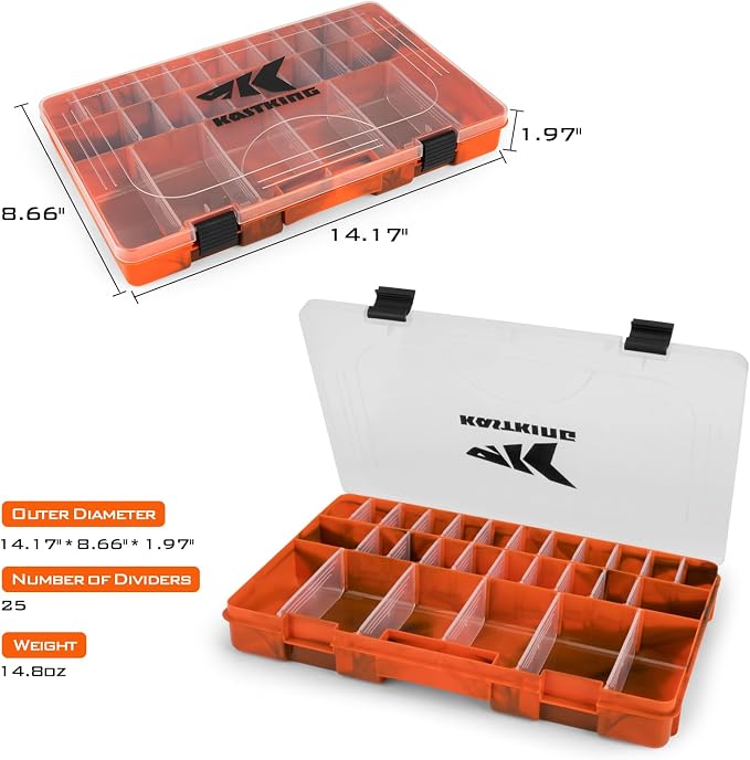 KastKing Tackle Boxes, Plastic Box, Plastic Storage Organizer Box with Removable Dividers - Fishing Tackle Storage - Box Organizer - 2 Packs /4 Packs Tackle Trays - Parts Box