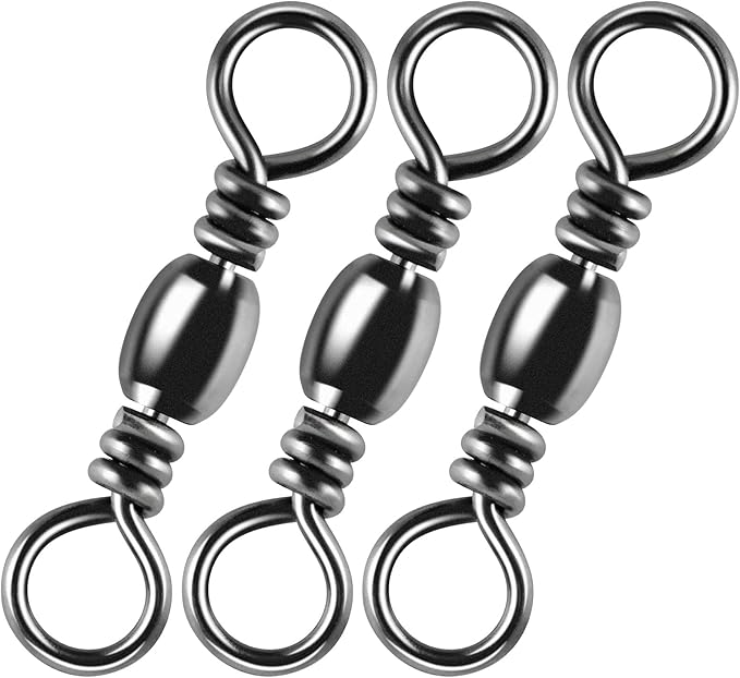 Alwonder 100-Pack Fishing Barrel Swivels, High Strength Stainless Solid Ring Brass Barrel Swivel with Black Nickel Coating, Rolling Fishing Swivels Tackle Line Connector Saltwater Freshwater