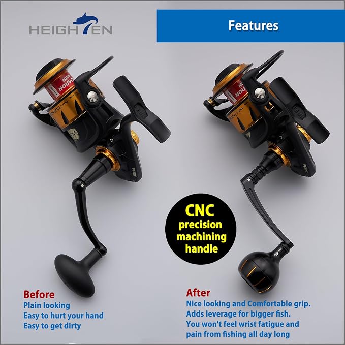 HEIGHTEN Fishing Reel Handle for Penn Spinfisher VI/Slammer III IV/Battle II III DX/Pursuit III IV/Fierce II III