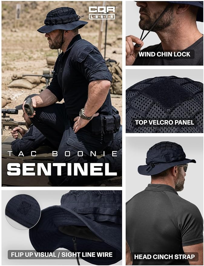 CQR Men's Tactical Boonie Hat, Breathable Packable Sun Hat for Hunting, Hiking, Fishing, Shooting, and Outdoor Activities