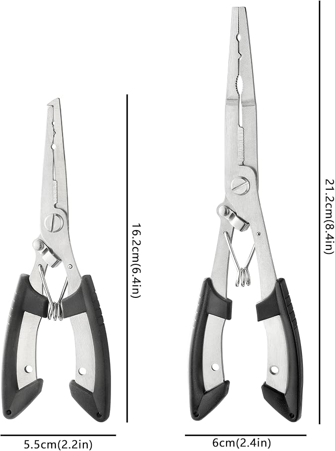 HAMMER IRON ALLEY 2PCS Stainless Steel Fishing Pliers with Lanyard, HIA Needle Nose Pliers Fishing Hook Remover, Great for Saltwater and Freshwater