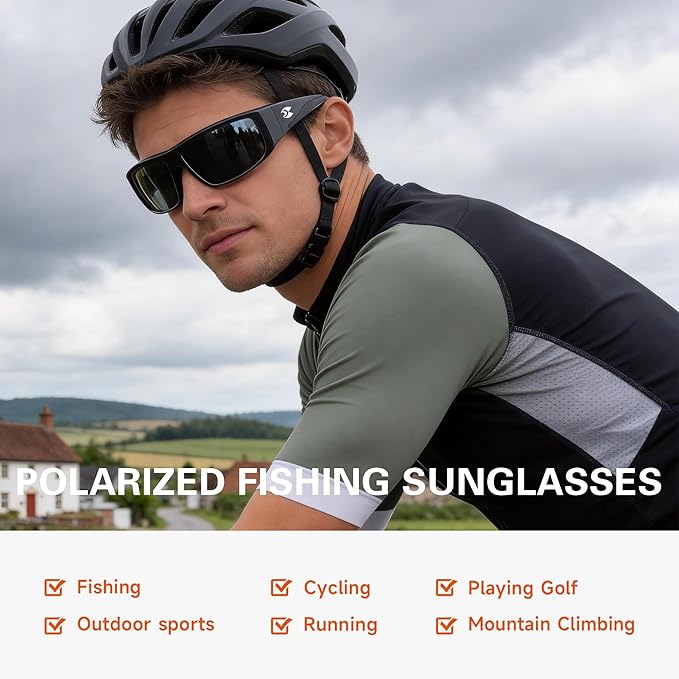 suoso Polarized Fishing Sunglasses for Men: Women UV400 Protection Wrap Around Sports Sun Glasses for Golf Driving Cycling