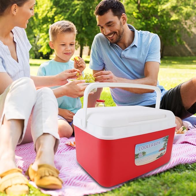 Insulated Portable Cooler Efficient Warm Cold Insulation Portable Hard Cooler Box Ice Cooler for Camping Picnic Beach Drink Beverage Fishing