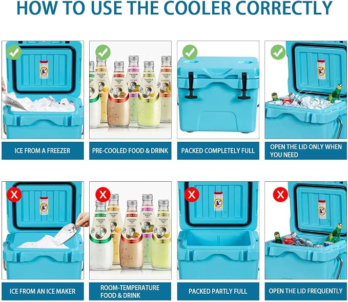 Goplus 16 Quart Cooler, 24-Can Capacity Ice Chest with 2 Cup Holders, 3-5 Days Ice Retention, Portable Insulated Ice Box for Camping, Fishing Outdoor Activities