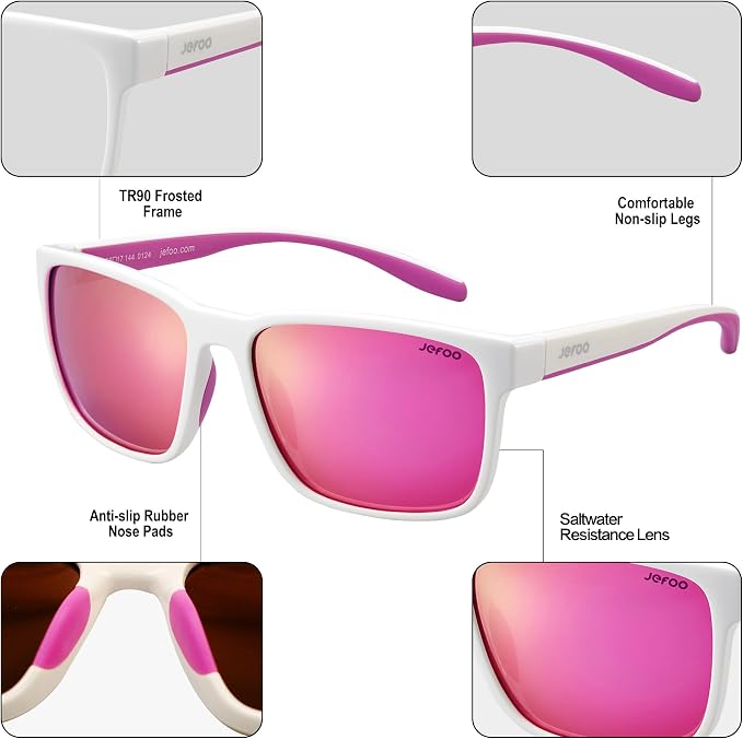 Jefoo Polarized Fishing Sunglasses for Men Women Kayaking Surfing Driving Lightweight Sports Sun Glasses UV Protection