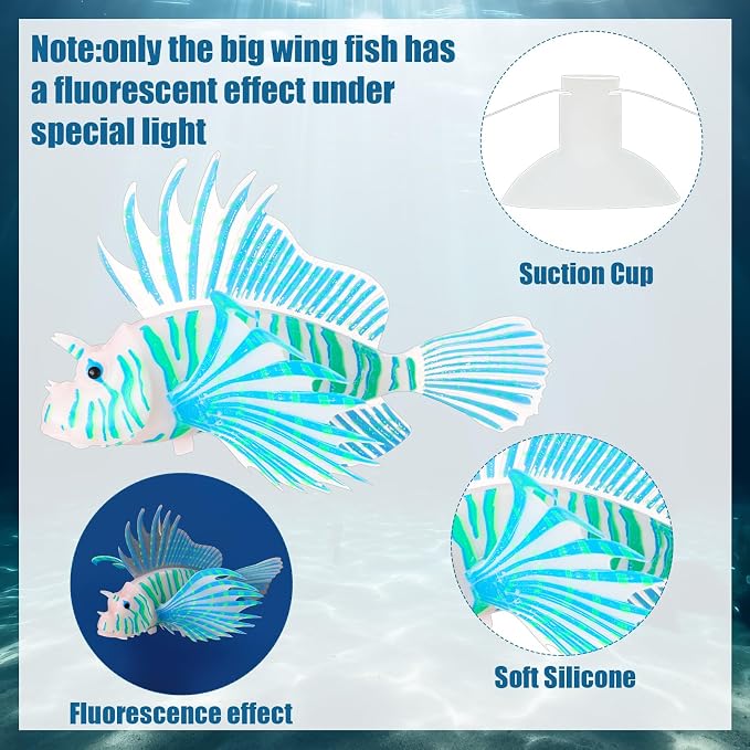 Weewooday 7 Pieces Artificial Fish Colorful Fake Fish Glowing Effect Aquarium Decor Floating Ornament for Tank Decoration(Simple Colors)