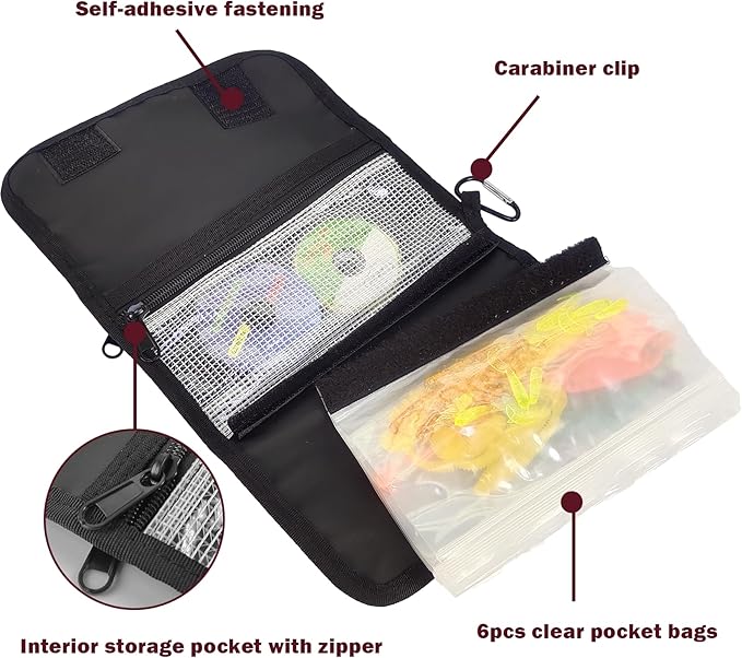 Aventik Fishing Tackle Organizer Case Soft Bait Binder Plastic Baits Spinner Bait Tackle Organized Removable Storage Pockets (Dark Red)