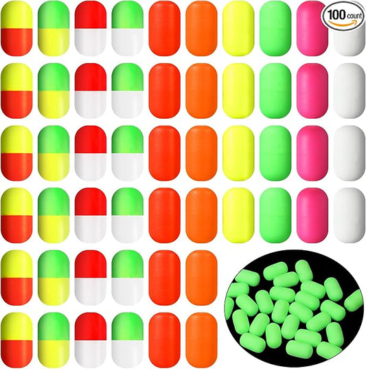 Skylety 100 Pieces Pompano Rig Floats for Surf Fishing Pill Snell Fishing Floats Making Kit for Trout Catfish Walleye