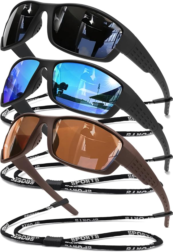 Polarized Sports Sunglasses Men UV400 Protection Lightweight Wrap Around Goggles for Cycling Fishing Driving Running