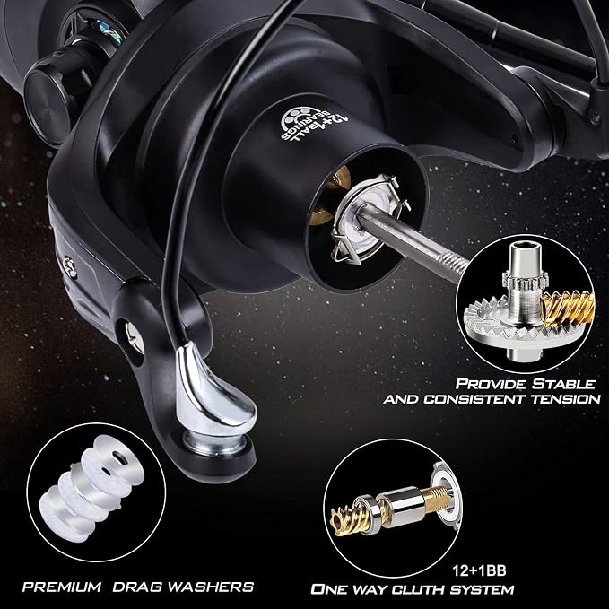 Sougayilang Spinning Fishing Reel 12+1BB Metal Body Smooth Carp Spinning Reels for Saltwater Freshwater Fishing