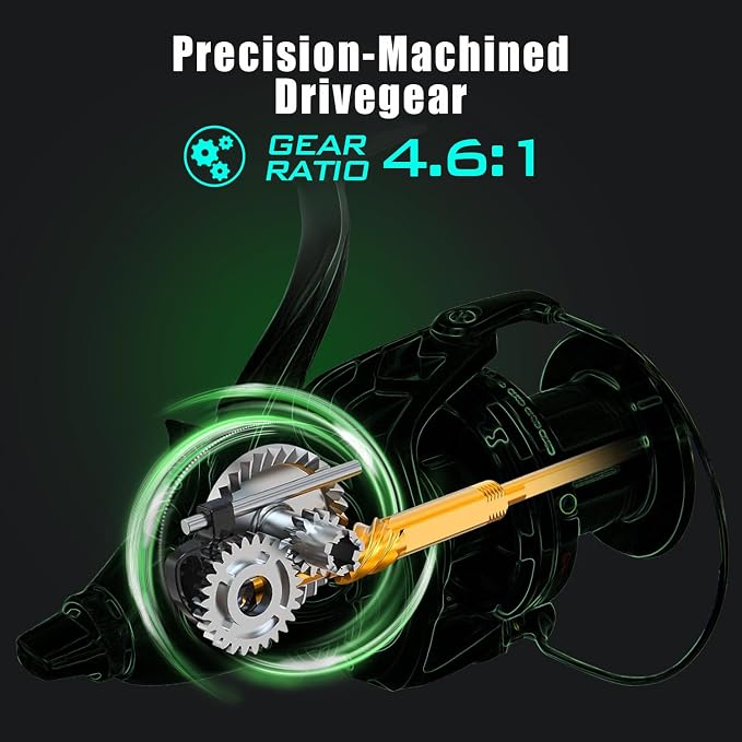 Sougayilang Saltwater Spinning Reels 10000 Series Carp Fishing Reels, CNC Aluminum Spool Fishing Reels for Saltwater Freshwater