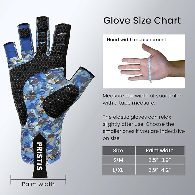 Pristis Half-Finger Fishing Gloves, UPF 50+ Breathable Quick Drying Fingerless Sun Gloves for Women Men, Fly Fishing Hunting Paddling Sailing Kayaking Hiking Canoeing Cycling