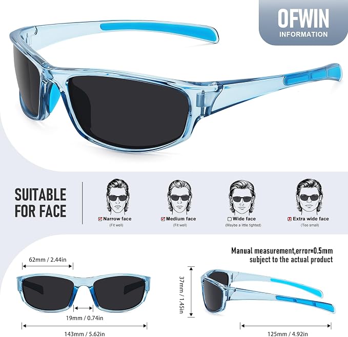 Sports Polarized Sunglasses for Men Women Wrap Around Sun Glasses Fishing Cycling Driving Running UV Protection