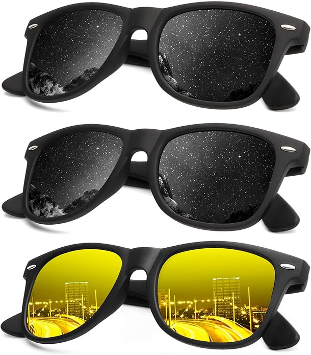 KALIYADI Polarized Sunglasses for Men and Women Matte Finish Sun glasses Color Mirror Lens UV Blocking (3 Pack)