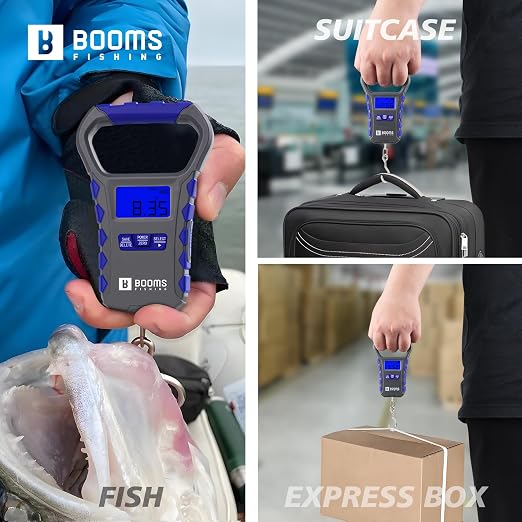 Booms Fishing Scale with Fish Gripper: Digital Fish Scale and Lip Gripper Combo - Fish Weigher with 65lbs/30kg Capacity, USB Charging, LCD Display, Memory Storage - Fishing Tools for Men, XW50