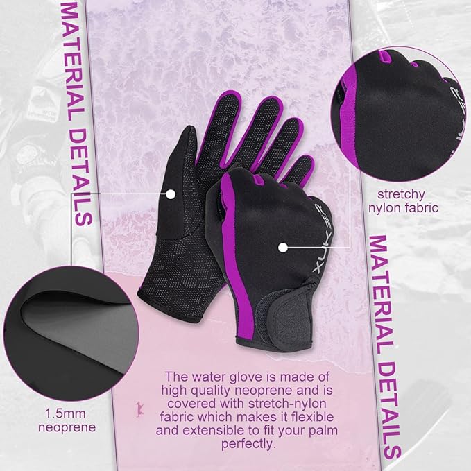 XUKER Neoprene Glove,Wetsuit Gloves 1.5mm & 2mm for Scuba Diving Snorkeling Paddling Surfing Kayaking Canoeing Spearfishing Skiing and Other Water Sports