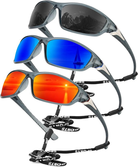 KALIYADI 4 Pack Polarized Sunglasses-Men Sports Sun-glasses: Mens Sunglasses UV Protection for Fishing Driving Cycling