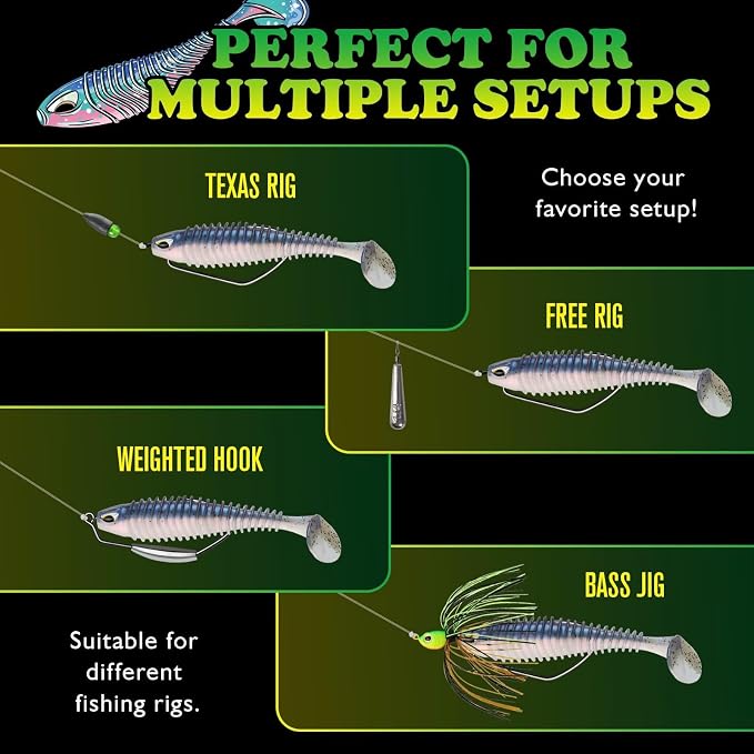 LUCKYFISHING Paddle Tail Swimbaits 10/16/20 PCS Fishing Lures Soft Plastic Lures for Trout Crappie Walleye Soft Baits for Bass Fishing Freshwater Saltwater 4.1/3.5/3/2.5 Inch