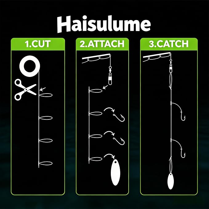 Pre-Tied Dropper Loop Knots Fishing Line, 80 Knots Monofilament Leader with 5.5" Loop Diameter & 18" Spacing, Saltwater & Freshwater Fishing Knots Line for Sea Bass, Snapper, Cod