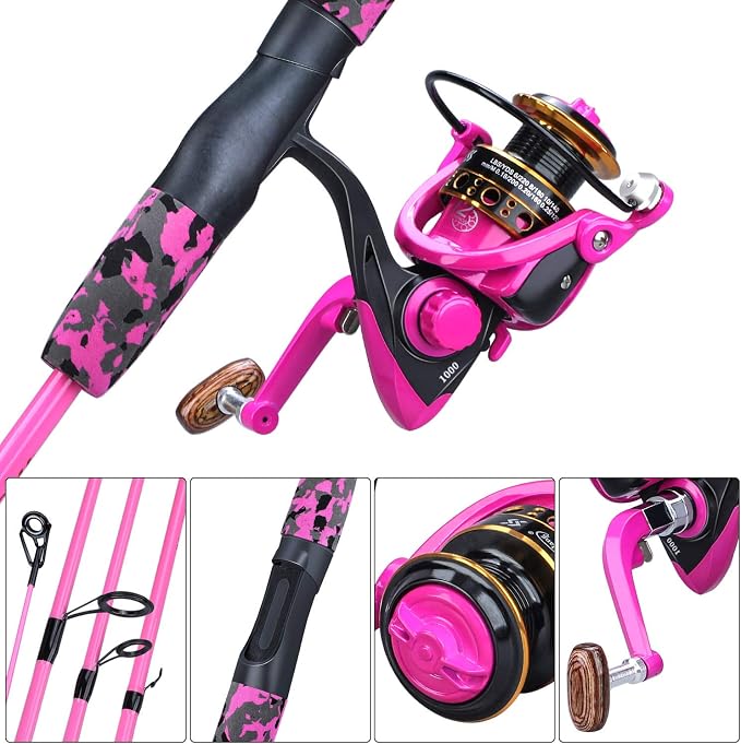 Spinning Fishing Rod Reel Combos,5-Piece Portable Fishing Pole and Smooth Reel for Boys,Girls and Adults