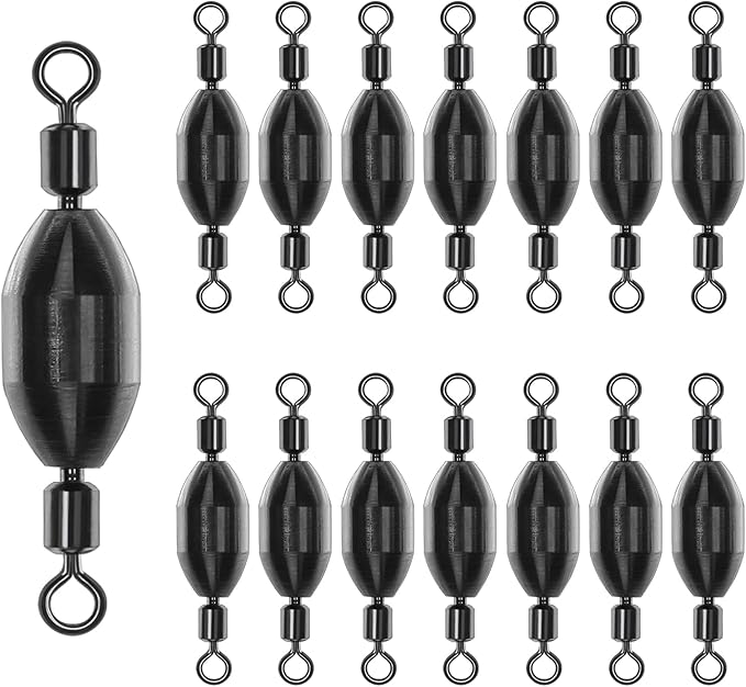 Fishing Weights Swivel Bullet Sinkers Brass Fishing Weights Saltwater Freshwater Bass Sinker Weight with Swivel Rolling 1/4oz, 1/8oz, 1/16oz，1/32oz, 3/8oz, 1/2oz