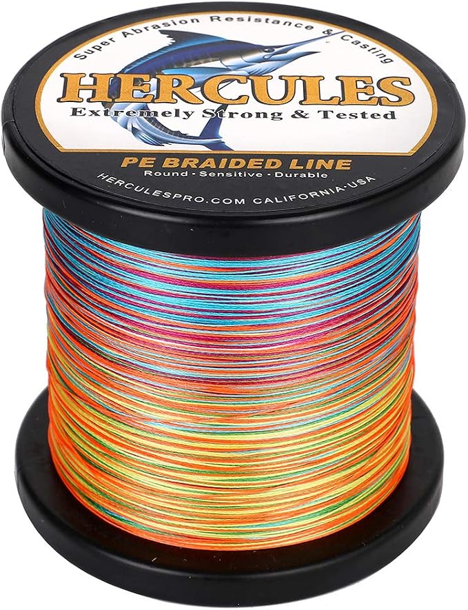 HERCULES Cost-Effective Super Strong 4 Strands Braided Fishing Line 6LB to 100LB Test for Salt-Water, 109/328 / 547/1094 Yards (100M / 300M / 500M / 1000M), Diam# 0.08MM - 0.55MM, Hi-Grade