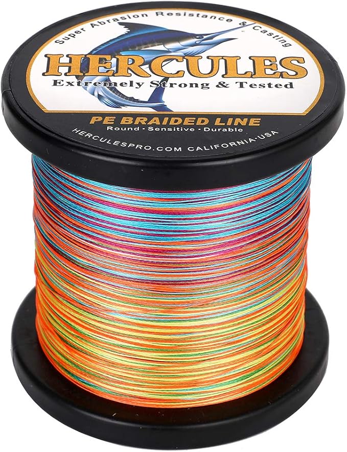 HERCULES Cost-Effective Super Strong 4 Strands Braided Fishing Line 6LB to 100LB Test for Salt-Water, 109/328 / 547/1094 Yards (100M / 300M / 500M / 1000M), Diam# 0.08MM - 0.55MM, Hi-Grade