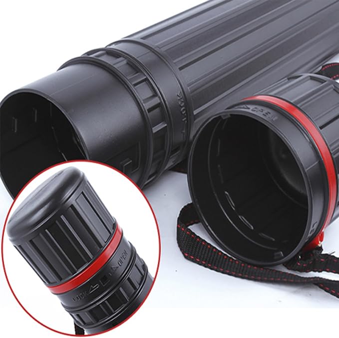 DEWEL 2Pcs Poster Tube Extends from 30" to 51", Waterproof Telescoping Plastic Art Tube for Poster Art Document Blueprint Fishing Rod, Light Resistant with Carrying Strap(Black XL Size)