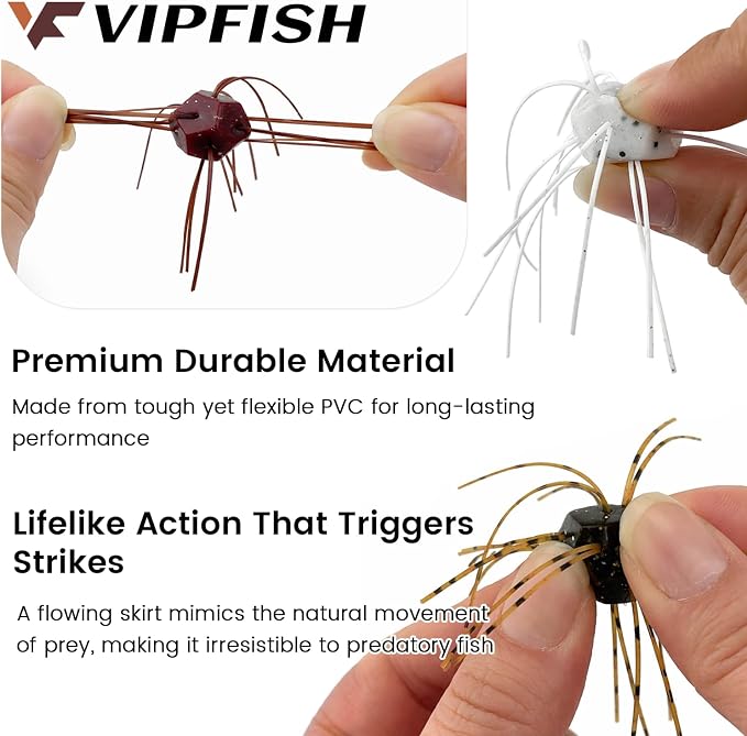 Silicone Soft Dice Fishing Lures with Flowing Tentacles, 10pcs Handmade Slow‑Sink Bass Soft Baits for Drop Shot, Finesse, and Wacky Rig