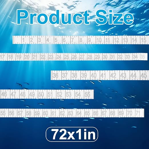 Dunzoom 72 Inch Fish Measuring Tape Sticker for Boat Ruler Sticker Waterproof Clear Self Adhesive Ruler for Boat Fishing Rod Kayak Accessories Cooler Workbench