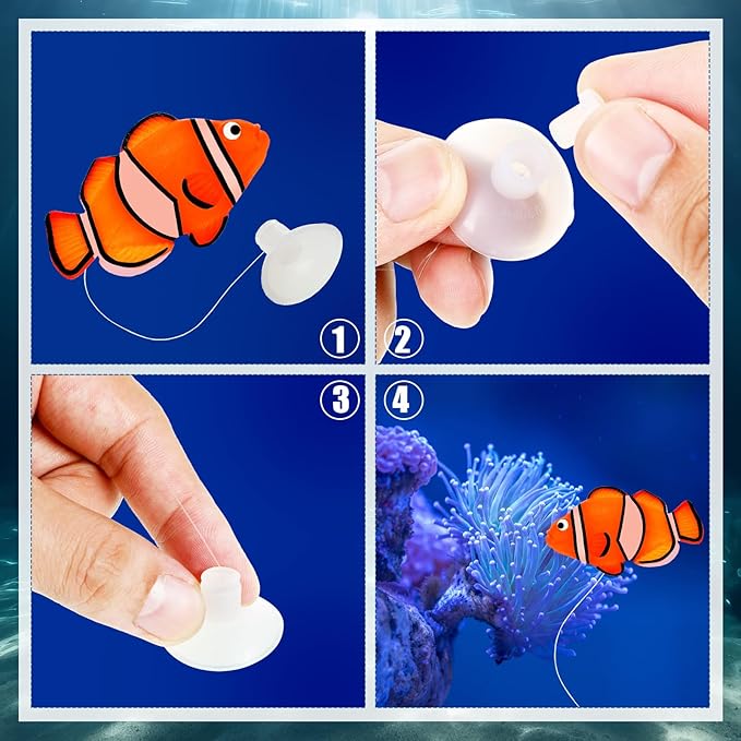 Weewooday 7 Pieces Artificial Fish Colorful Fake Fish Glowing Effect Aquarium Decor Floating Ornament for Tank Decoration(Simple Colors)