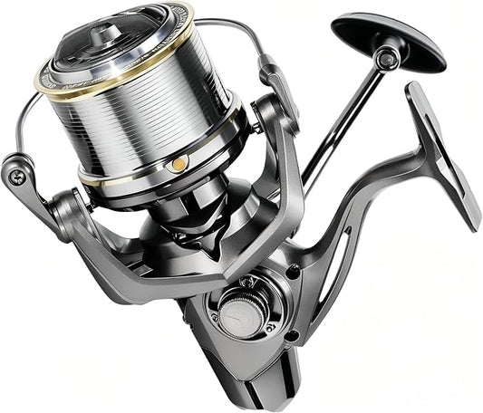 Heavy Duty Spinning Reel Metal Body with CNC Machined Spool 55LB Max Drag 8/10+1 BB Ultra Smooth 4.1/4.6/4.8:1 High Speed Gear Ratio Saltwater Freshwater Fishing Reel for 8000 to 16000 Series