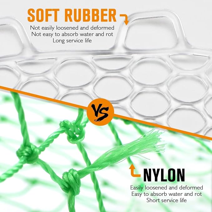 Dovesun Rubber Fishing Net Replacement Netting Without Handle Clear Black Fishing Nets for Fish Fly Fish Landing Net Bag for Freshwater Saltwater Foldable Trout Net Rubber Mesh 5 Sizes White Black Red
