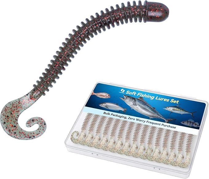 Clearance Bionics-Designed Durable Soft Plastic Fishing Lures Kit with Bonus Accessories, 3/4/5/6 Inch, 9-Type Lifelike Swimbaits in One Gear Set Included Tackle Box for Bass