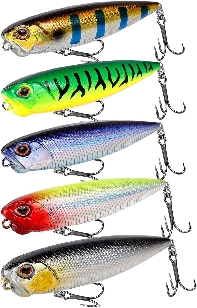 Spook Fishing Lures Top Water Fishing Lures for Saltwater Freshwater with High Carbon Steel Fishing Hooks for Trout Pike Walleye FS/YE-11