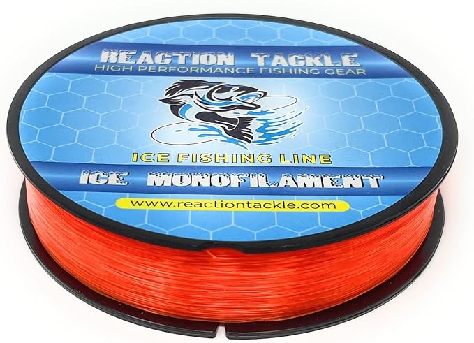 Reaction Tackle Ice Monofilament Fishing Line - High Performance Ice Fishing Line with Low Memory, High Abrasion Resistance, Freezing-Resistant - Strong and Sensitive 1000 Yard Spool Mono Line