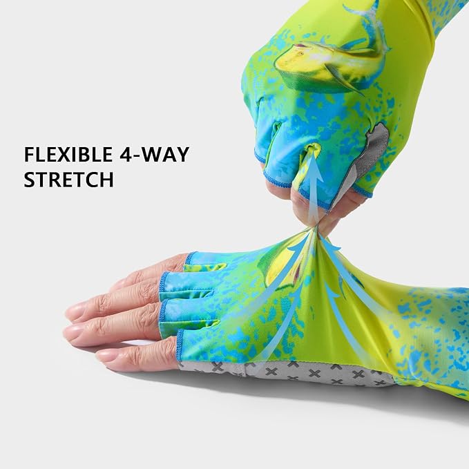 BASSDASH Unisex UPF 50+ Half Finger Sun Gloves Fingerless Breathable UV Protection for Fishing Hiking Kayaking Rowing FG02