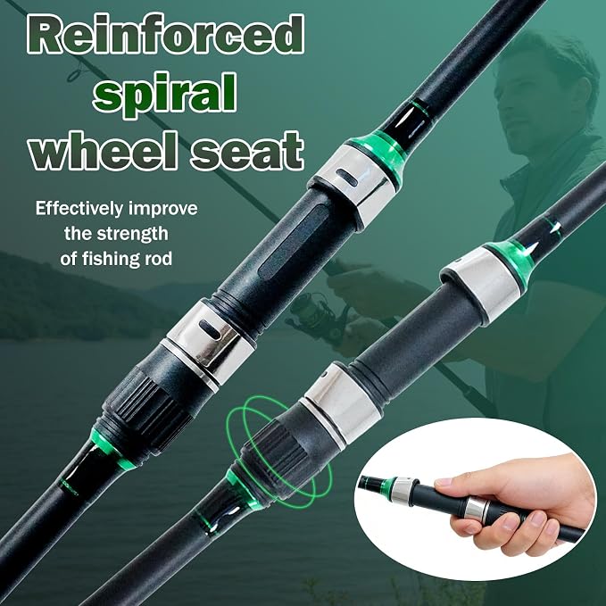 Surf Spinning Fishing Rod 9'/10'/11'/12', 3-Piece Carbon Fiber Saltwater Rod with 2 Tips, Lightweight High-Sensitivity Long-Cast Shore & Beach Casting Rod for Pier Surf Fishing