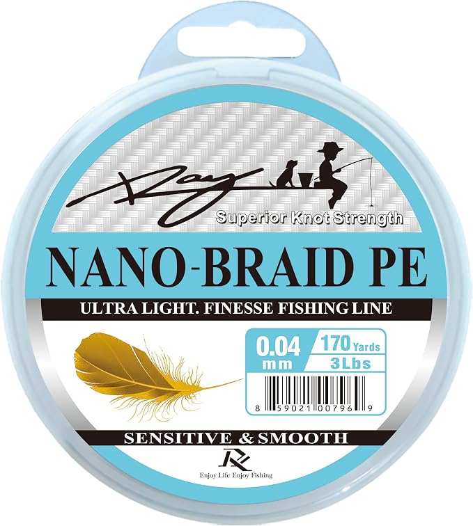 Ultra Slim Braided PE Fishing Line, Strong Knot Strength, Deign for Ultra Light Freshwater Fishing, Come with 3lb Test or 5lb Test, 170Yds Each Spool