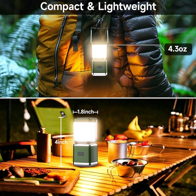 Camping Lantern 2 Pack Lanterns for Power Outages, LED Camping Lights for Tent Hanging, Camp Light Tent Lamp with 20 Hours Runtime, Stepless Dimming, Waterproof Camping Lamp for Hurricane (4 inch)