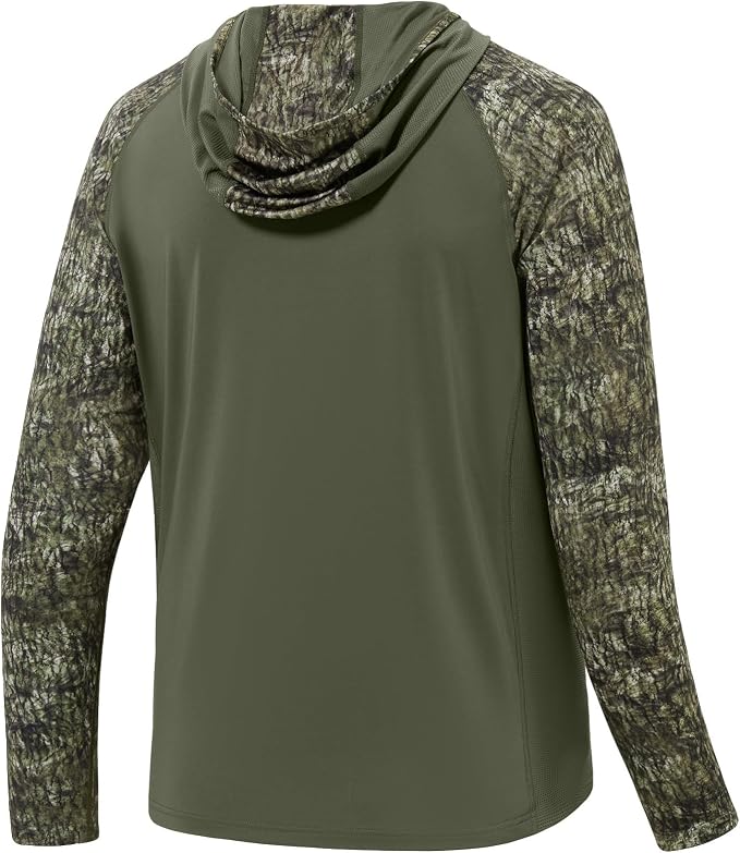BASSDASH Men’s UPF 50 Performance Fishing Shirt Cooling Hoodie Camo Long Sleeve FS17M