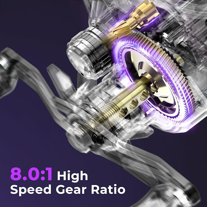 KastKing Royale Legend Pro Baitcasting Reels - AutoMag Dual Braking System Fishing Reel, Arch Resistance Control, 16 Lbs Carbon Drag, 5.5oz Lightweight, 8.0:1 Gear Ratio, 11 + 1 Stainless Steel BB