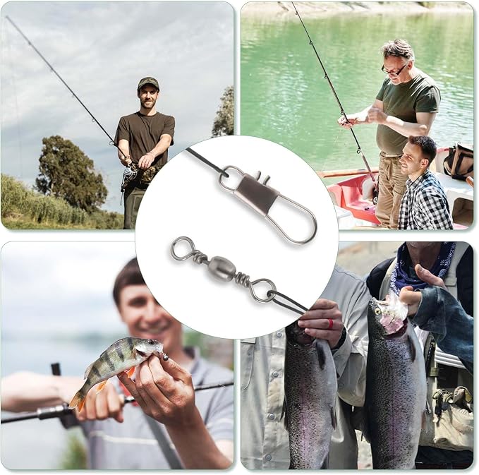 Giantree 50 Pcs Fishing Leaders, Stainless Steel Fishing Leaders with snap and Swivel, Anti-bite Stainless Steel Wire Leaders Fishing Leader Line for Fishing Rigs Saltwater and Freshwater