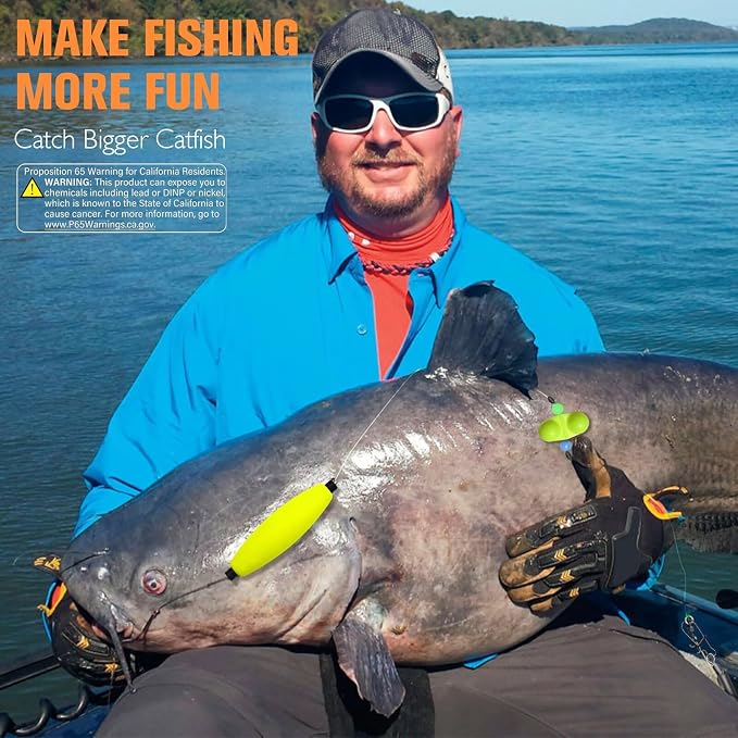 Dovesun 6PCS Catfish Rigs Kit Santee Rig with Catfish Float Rattler Dragging Weights Catfishing Tackle Circle Hook Size 5/0 8/0 Weight Size 2OZ/3OZ/4OZ